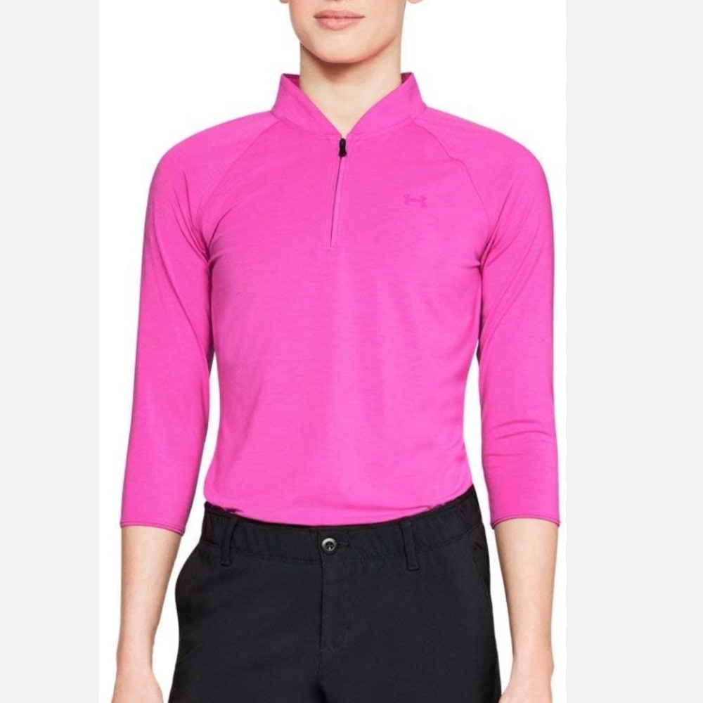 Pink Under Armour Women's Threadborne Edge Zip Polo